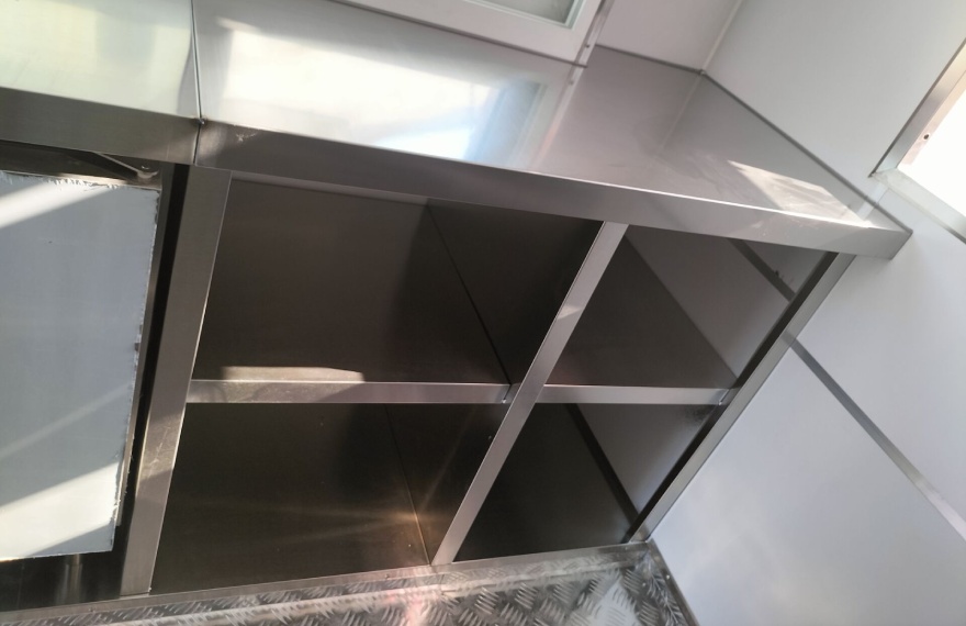 shipping container food trailer with plenty of storage space